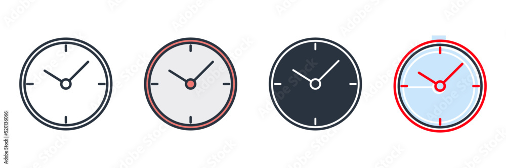 Poster clocks icon logo vector illustration. time symbol template for graphic and web design collection