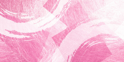 ピンクの和紙と筆のストローク　背景素材（アブストラクト）　 - obrazy, fototapety, plakaty