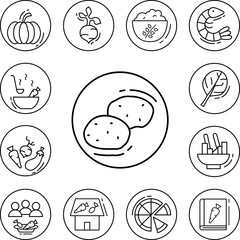 Potato, vegan icon in a collection with other items