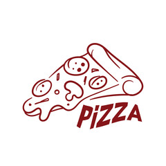 Creative Red Slice of Pizza Cheese dripping Letter Logo Vector Design Symbol inspiration