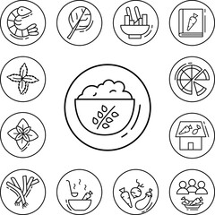 Rice, vegan icon in a collection with other items