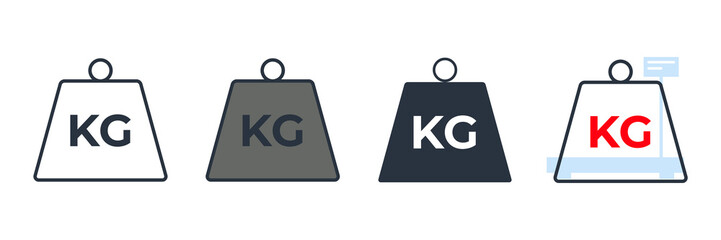 weight icon logo vector illustration. Kilogram dumbbell symbol template for graphic and web design collection