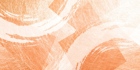 オレンジ色の和紙と筆のストローク　背景素材（アブストラクト） - obrazy, fototapety, plakaty