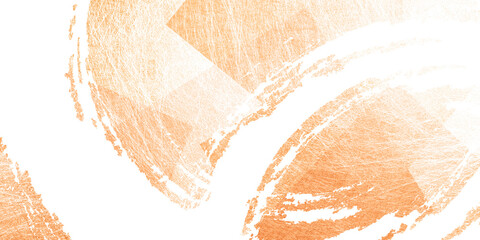 オレンジ色の和紙と筆のストローク　背景素材（アブストラクト）