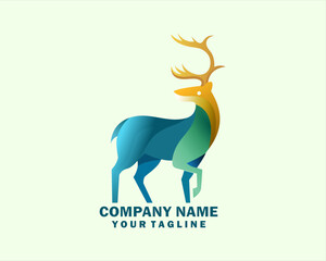 horned deer logo with full color design