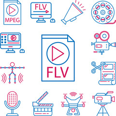 Video production, flv icon in a collection with other items