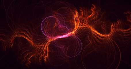 3D rendering abstract multicolor fractal light background