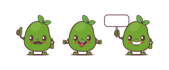 green avocado cartoon mascot. fruit vector illustration