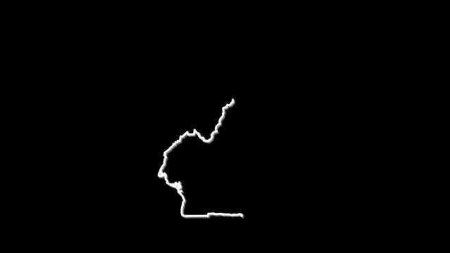 Cameroon map, country territory outline self drawing animation. Line art.