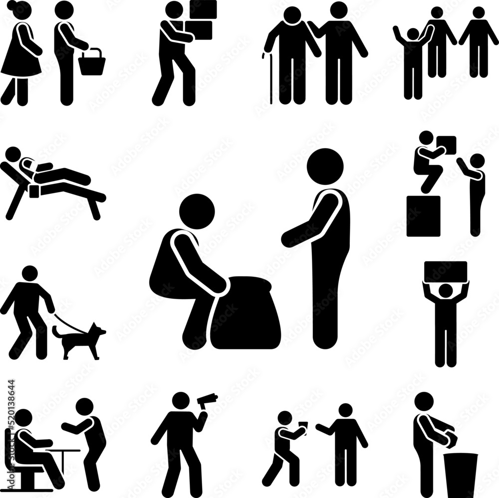 Poster help two man icon in a collection with other items