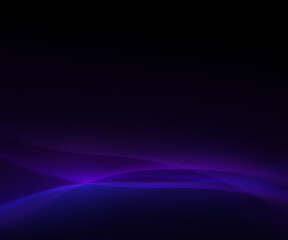 Abstract background of curvy, blurred and glowing colorful lines on black. Abstract background, vivid purple and blue ribbon. Copy space.