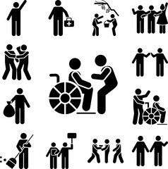 Wheelchair help handicapped icon in a collection with other items