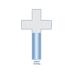 Obraz premium Progress bar or loading bar within christian cross. Jesus loading text