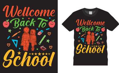 Back to school colorful typography Vector T shirt design. Welcome Back to School. Vector file easy to edit. Perfect for print item, Gift card, poster, banner, graphic template. Apparel, POD.