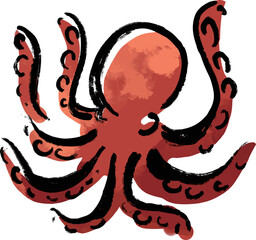 タコ　 水彩風イラスト © mimi-no