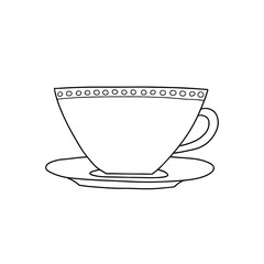 Vector doodle cup of tea and coffee illustration. Black and white coffee cup vector clip art