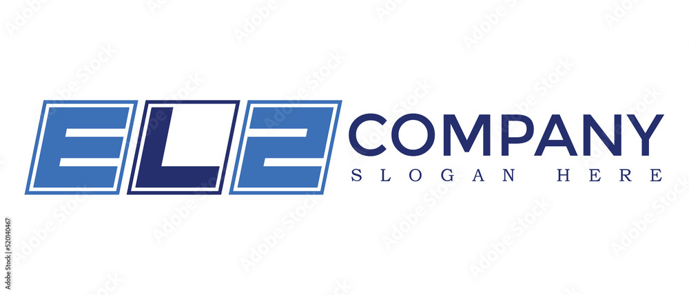 Aufkleber elz three letter rounded rectangle boxes shape element symbol digital initial technology media busin
