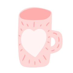 Doodle cup of tea with heart vector clip art