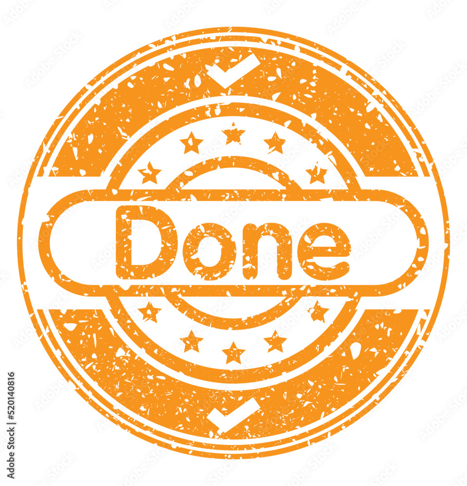Poster simple vintage rubber stamp with done text with checkmark text.