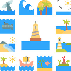 Lighthouse, ocean icon in a collection with other items