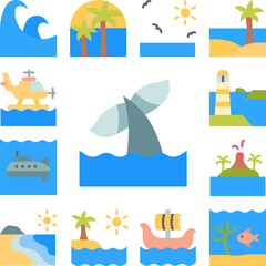 Whale, ocean icon in a collection with other items