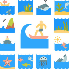 Fototapeta premium Surfboard, surfer, ocean icon in a collection with other items