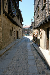 Narrow cobbled streets of, La Alberca, a small town in Spain. It was the first Spanish town declared a Historic-Artistic Site, in 1940.