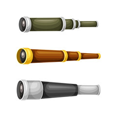 Monocular as Compact Refracting Telescope for Viewing Distant Object Vector Set