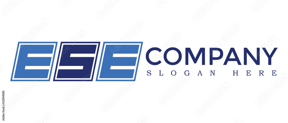 Poster ese three letter rounded rectangle boxes shape element symbol digital initial technology media busin