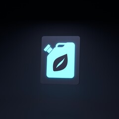 Eco fuel neon icon. Ecology concept. 3d render illustration.