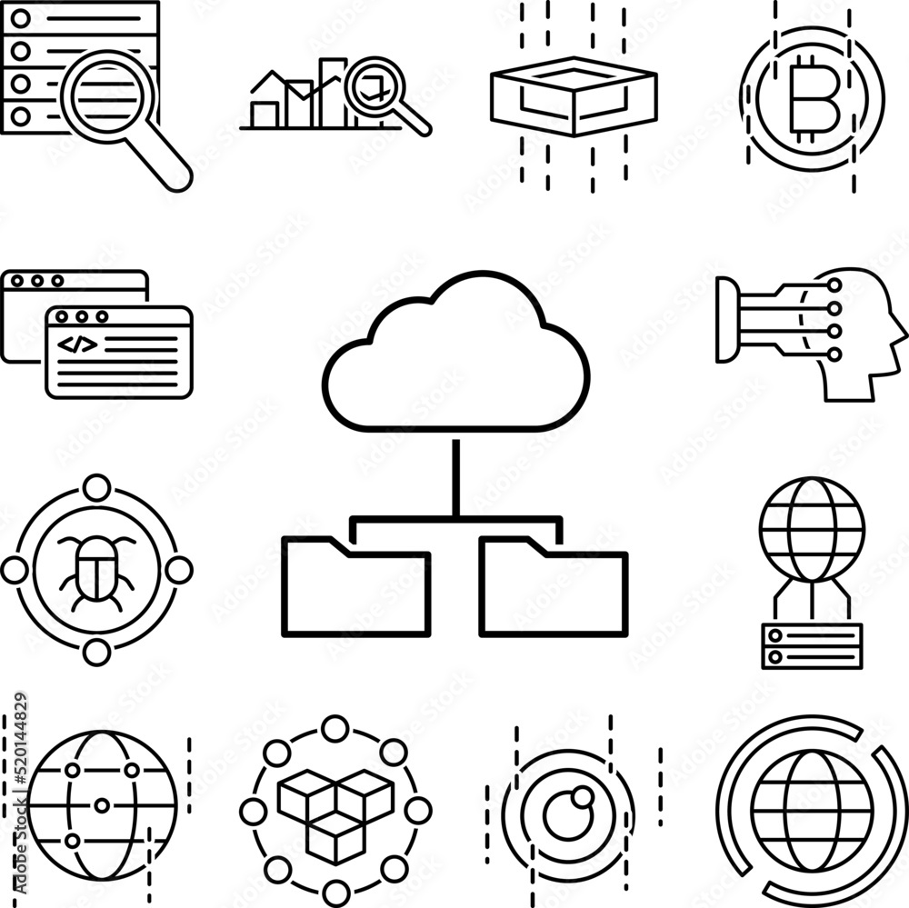 Poster data, cloud icon in a collection with other items