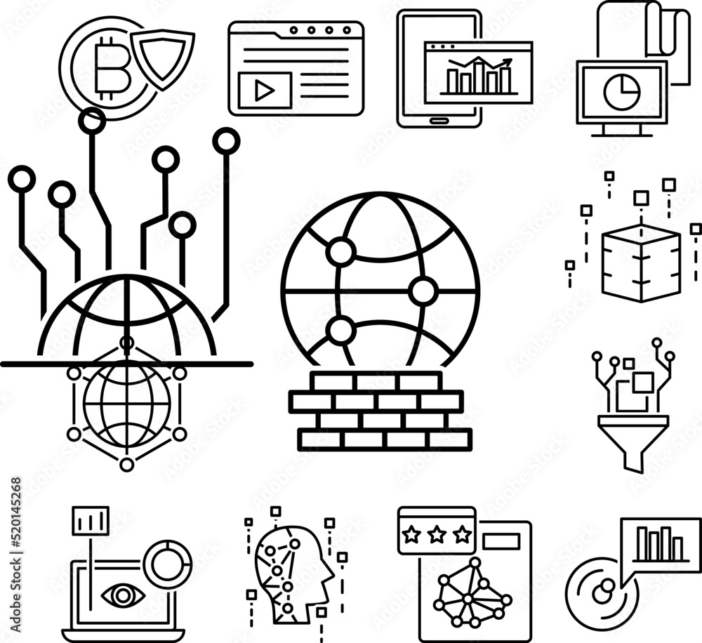 Poster data, firewall icon in a collection with other items