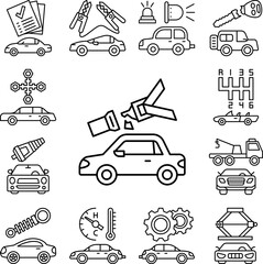 Seat belt, car repair icon in a collection with other items