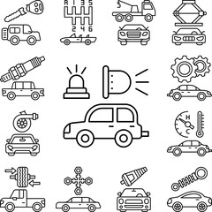 Beacon on, car repair icon in a collection with other items