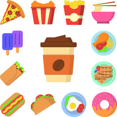 Coffee drink color icon in a collection with other items