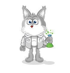 wolf scientist character. cartoon mascot vector
