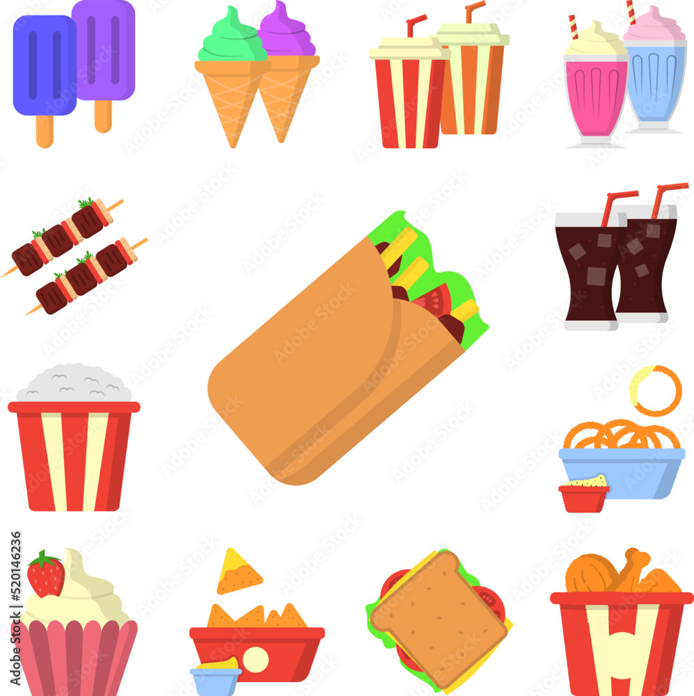 Poster quesadilla color icon in a collection with other items