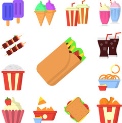 Quesadilla color icon in a collection with other items