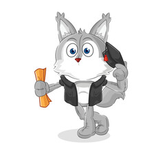 wolf graduation vector. cartoon character