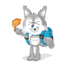 Naklejka premium wolf goes to school vector. cartoon character