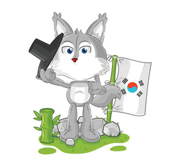 wolf korean character. cartoon mascot vector