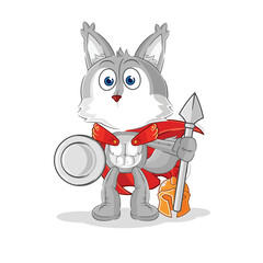 wolf spartan character. cartoon mascot vector