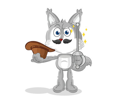 wolf fencer character. cartoon mascot vector