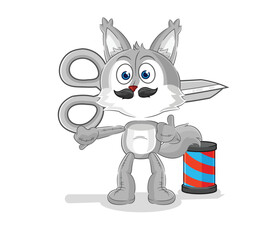 Obraz na płótnie Canvas wolf barber cartoon. cartoon mascot vector