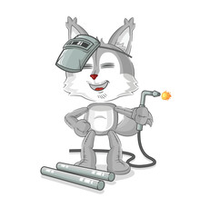 wolf welder mascot. cartoon vector