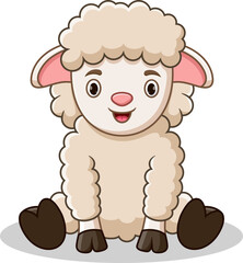 Cartoon funny baby sheep sitting