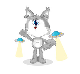 wolf alien cartoon mascot vector