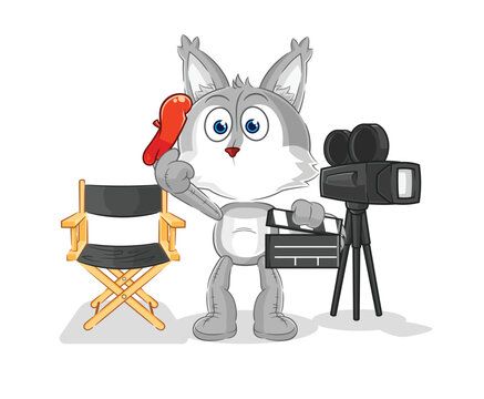 wolf director mascot. cartoon vector