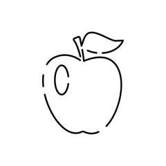 Back to school Vector Line Icon. Study education biology, chemistry and more. Food and apple