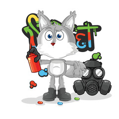 wolf graffiti artist vector. cartoon character